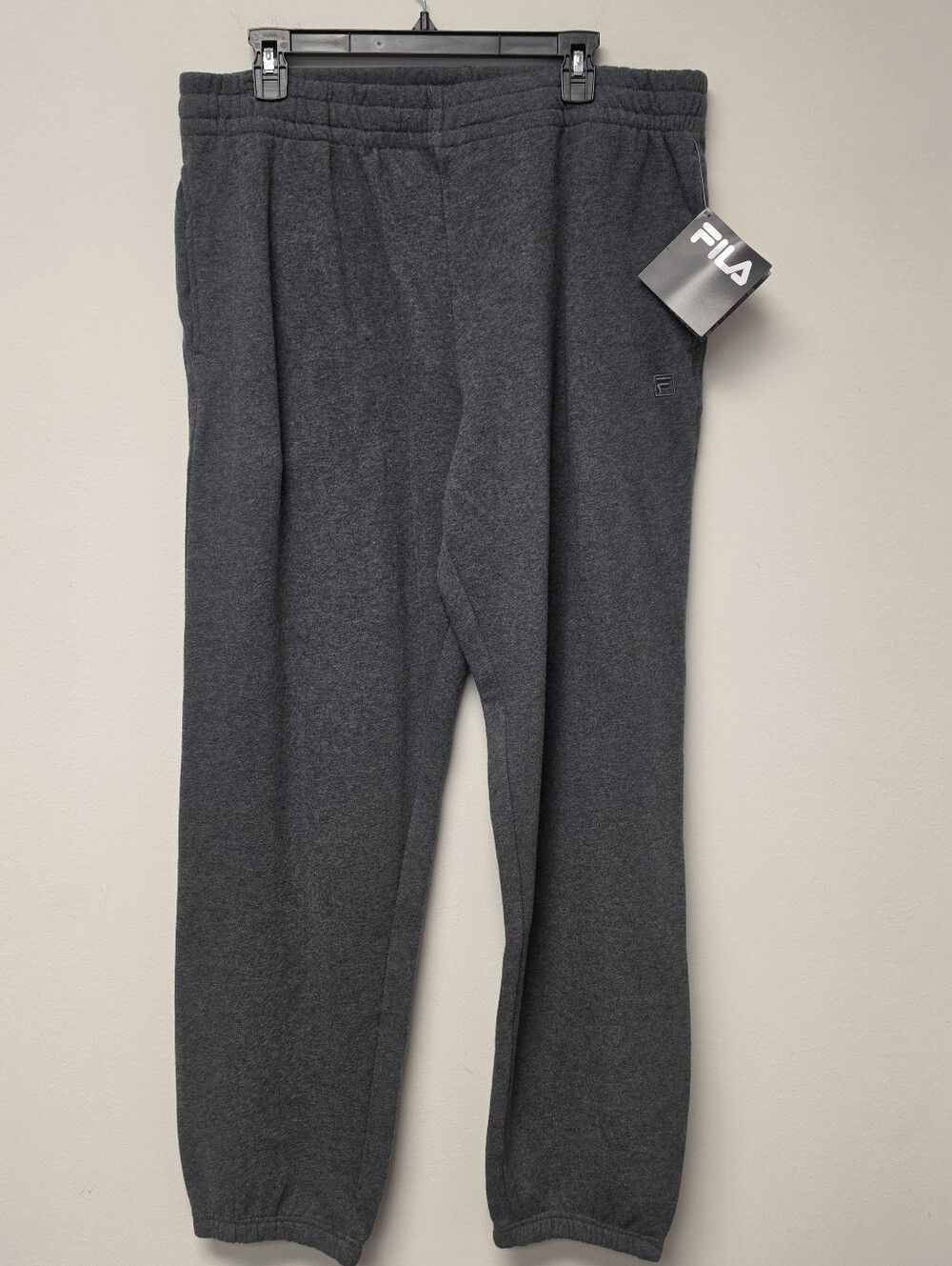 FILA Fleece Jogger Pants Elastic Cuff Sweatpants Charcoal Gray XL